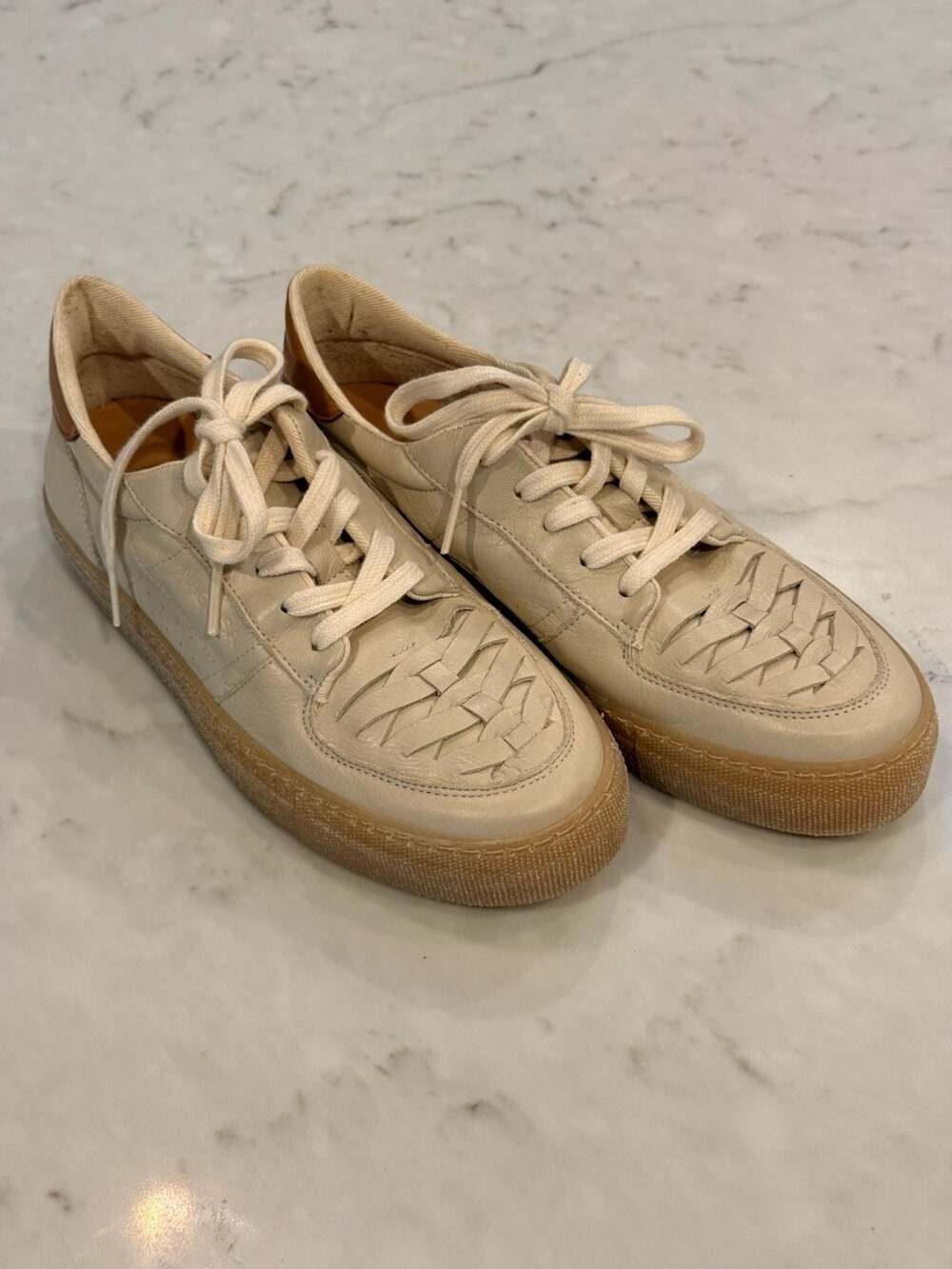 Naguisa Bamba Woven Leather Sneakers Size 38